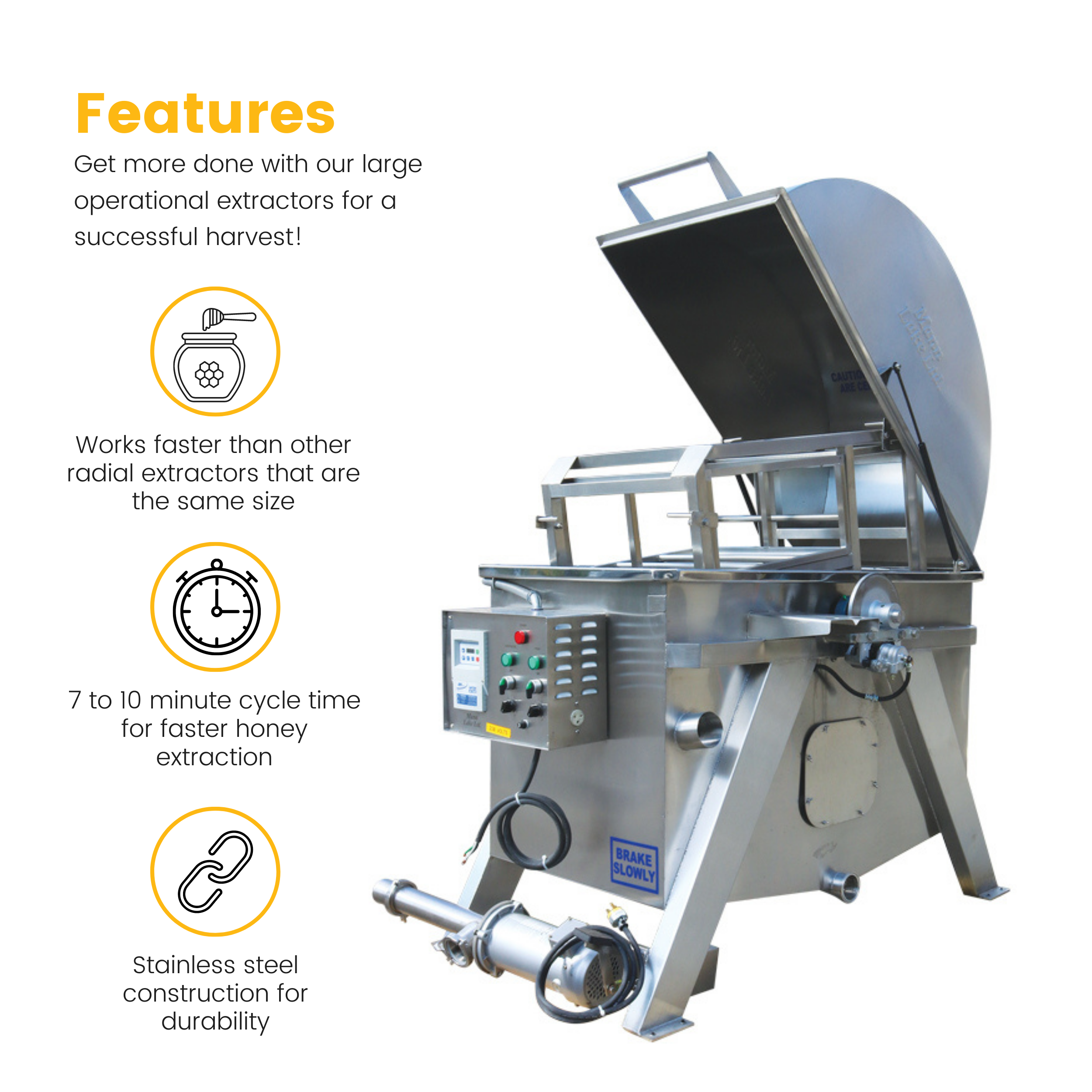 large operational extractor for beekeepers